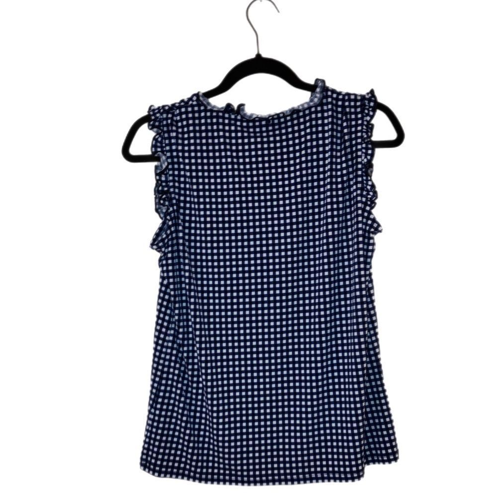 Tommy Hilfiger Gingham Ruffle Cap Sleeve Blouse NWT - Picture 2 of 5